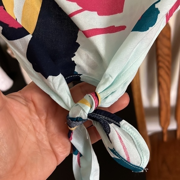 LANE BRYANT Seafoam Blue/Pink/Blue/Turquoise Floral Tie Front Top, Sz 22/24,NWT - Picture 6 of 8